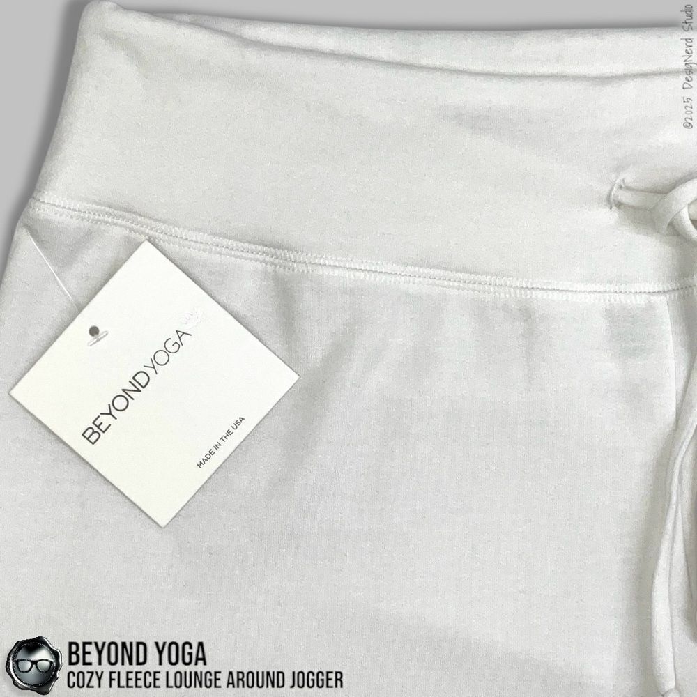 BEYOND YOGA COZY FLEECE LOUNGE AROUND MIDI JOGGER SWEATPANTS IN WHITE MODAL XL - Picture 6 of 10
